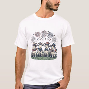 Patriotisches Ziegen Feuerwerk Vintage-Shirt-Desig T-Shirt