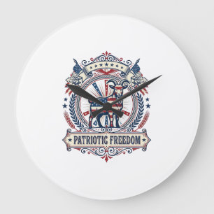 Patriotisches Ziegenfarm-Vektorgrafik-T-Shirt_1 Große Wanduhr