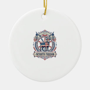 Patriotisches Ziegenfarm-Vektorgrafik-T-Shirt_1 Keramik Ornament