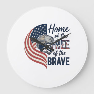 Patriotisches Zuhause der Freien Tapfere Helm Shir Große Wanduhr