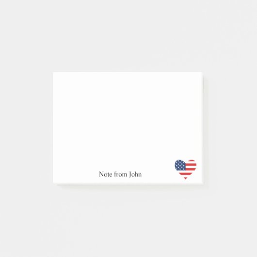 Patriotism America USA Flag Herz Custom Post-it Klebezettel (Vorderseite)