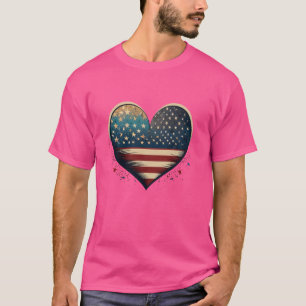 "Patriotismus und Loyalität" - Flag und Herzdesign T-Shirt