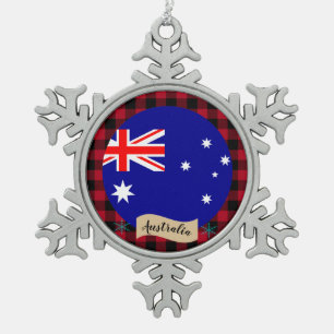 Patriots Australien, Büffel kariert, australische  Schneeflocken Zinn-Ornament
