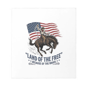 Patriots Cowboy Land der Freien Western Hemd De Notizblock