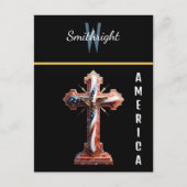 Patriots Emblem: Amerikanisches Flaggenkreuz Postkarte (Vorderseite)