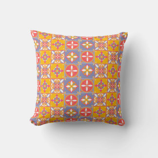 Patrón azulejo de colores alegres kissen
