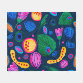 Patrón boho pintado a mano azul navy fleecedecke (Vorderseite (Horizontal))