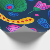 Patrón boho pintado a mano azul navy geschenkpapier (Ecke)