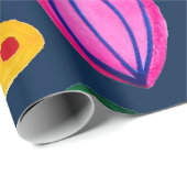 Patrón boho pintado a mano azul navy geschenkpapier (Rolleneckpunkt)