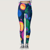 Patrón boho pintado a mano azul navy leggings (Vorderseite)