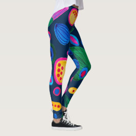 Patrón boho pintado a mano azul navy leggings