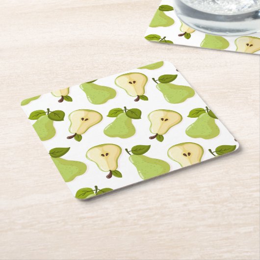 Patrón combinado de peras abiertas y enteras rechteckiger pappuntersetzer (angewinkelt)