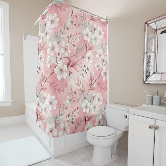 Patrón de flor sakura rosado duschvorhang (Beispiel)
