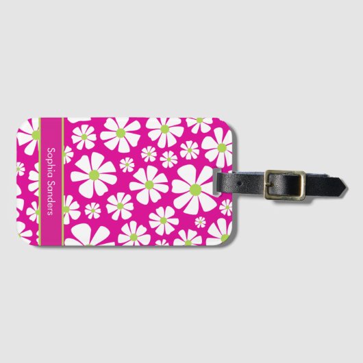 Patron de Flores Blancas Primaveral Gepäckanhänger (Vorderseite (Horizontal))