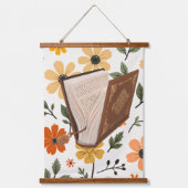 patron de flores y libros groovy wandteppich mit holzrahmen (Vorderseite)