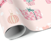 Patrón de Regalos Navideños en Rosa y Verde Pastel Geschenkpapier (Rolleneckpunkt)
