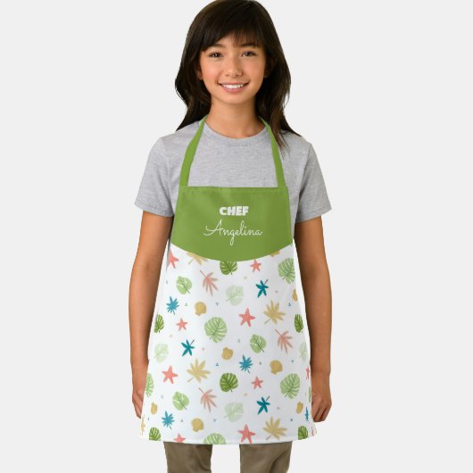 Patrón de verano con estrellas y hojas tropicales schürze (Insitu)