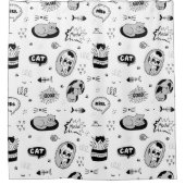 Patrón divertido de gatos en blanco y negro duschvorhang (Vorderseite)