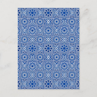 Patrón Geométrico de Azulejo Tradicionales en Azul Postkarte