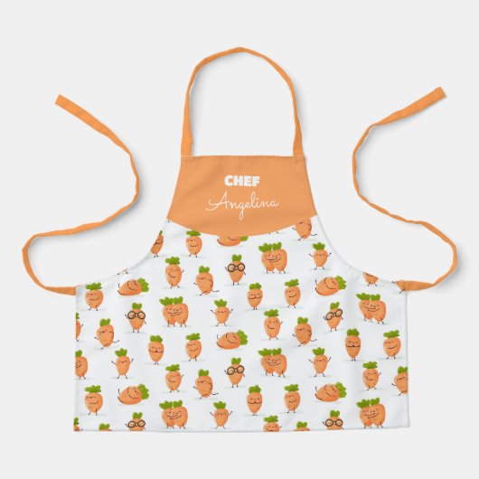Patrón kawaii de zanahorias divertidas schürze (Vorderseite)