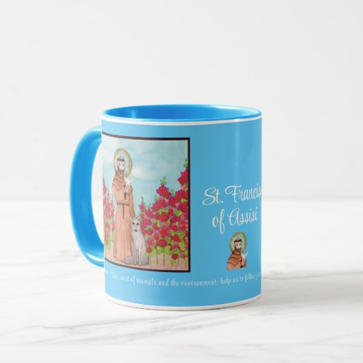 Patron St. Francis von Assisi Watercolor Geschenk Tasse (Vorderseite Links)