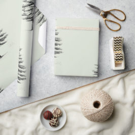 Patrón vintage de árboles negros de Navidad Geschenkpapier