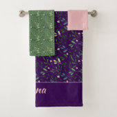 Patronengrüne Blattbezeichnung lila rosa Badetuch Badhandtuch Set (Insitu)