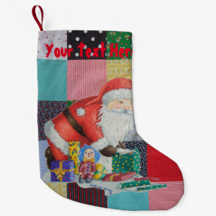 Patronenplätze mit Vintagem farbenfrohen Patchwork Kleiner Weihnachtsstrumpf