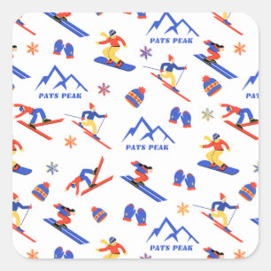 Pats Peak Neue Hampshire Ski Snowboard Muster Quadratischer Aufkleber