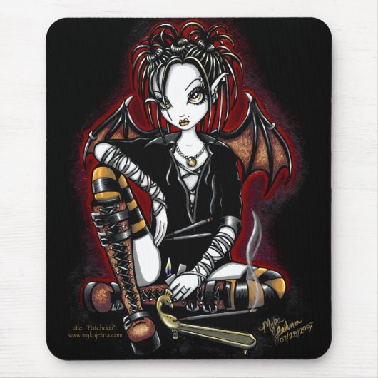 Patschulipflanzen-dunkle Feen-Weihrauch-Fantasie Mousepad (Vorne)