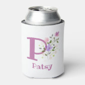 Patsy Name mit floralem Design Dosenkühler (Kanne Vorderseite)