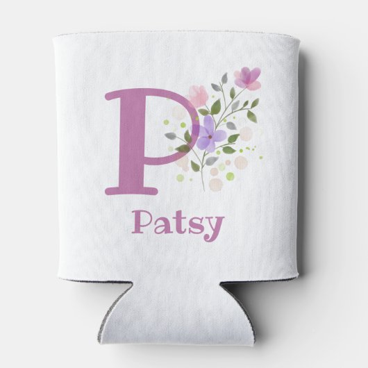 Patsy Name mit floralem Design Dosenkühler (Rückseite)