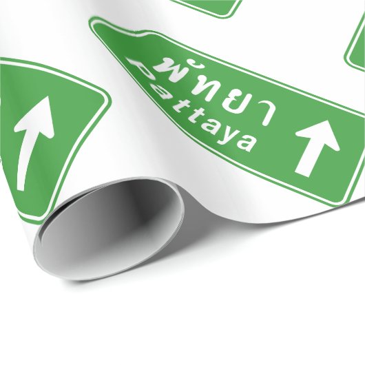 Pattaya Ahead ⚠ Thai Highway Traffic ⚠ Geschenkpapier (Rolleneckpunkt)