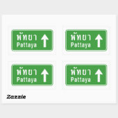 Pattaya Ahead ⚠ Thai Highway Traffic ⚠ Rechteckiger Aufkleber (Blatt)