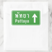 Pattaya Ahead ⚠ Thai Highway Traffic ⚠ Rechteckiger Aufkleber (Tasche)