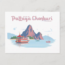 Pattaya Chonburi Thailand Pastel Travel Postkarte