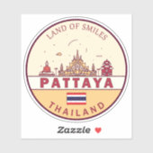 Pattaya Thailand City Skyline Emblem Aufkleber (Blatt)