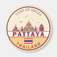 Pattaya Thailand City Skyline Emblem