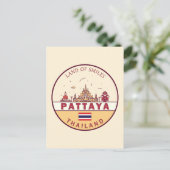Pattaya Thailand City Skyline Emblem Postkarte (Stehend Vorderseite)