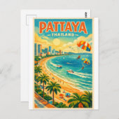 Pattaya, Thailand, in a vibrant retro Postkarte (Vorne/Hinten)
