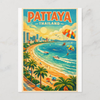 Pattaya, Thailand, in a vibrant retro Postkarte