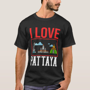 Pattaya Thailand Stadt Skyline Karte Reise T-Shirt