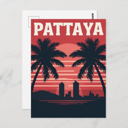 Pattaya Thailand Sunset Palm Trees Postkarte (Vorne/Hinten)