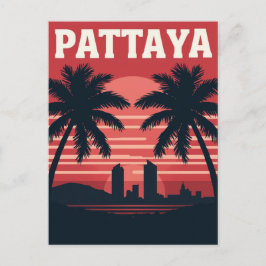 Pattaya Thailand Sunset Palm Trees Postkarte
