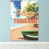 Pattaya Thailand Vintage Travel Poster Leinwanddruck (Insitu (Holzboden))