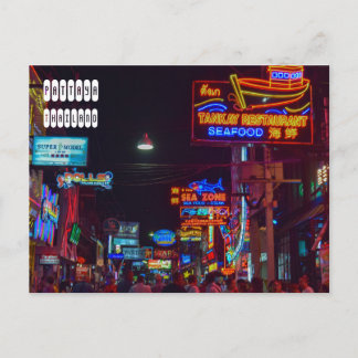 Pattaya Walking Street in Thailand Postkarte