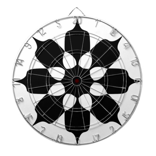 PATTER DER SCHWARZEN UND WEISSEN BLUME DARTSCHEIBE (vorne)