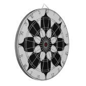 PATTER DER SCHWARZEN UND WEISSEN BLUME DARTSCHEIBE (Vorderseite Links)