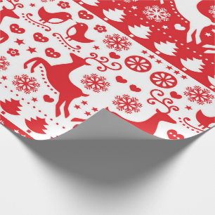 PATTER FÜR ROTES SCANDINAVIAN CHRISTMAS PATTERIEN GESCHENKPAPIER
