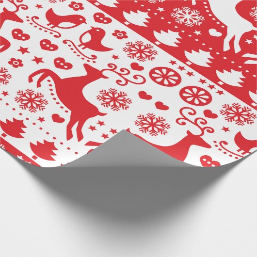 PATTER FÜR ROTES SCANDINAVIAN CHRISTMAS PATTERIEN GESCHENKPAPIER (Ecke)